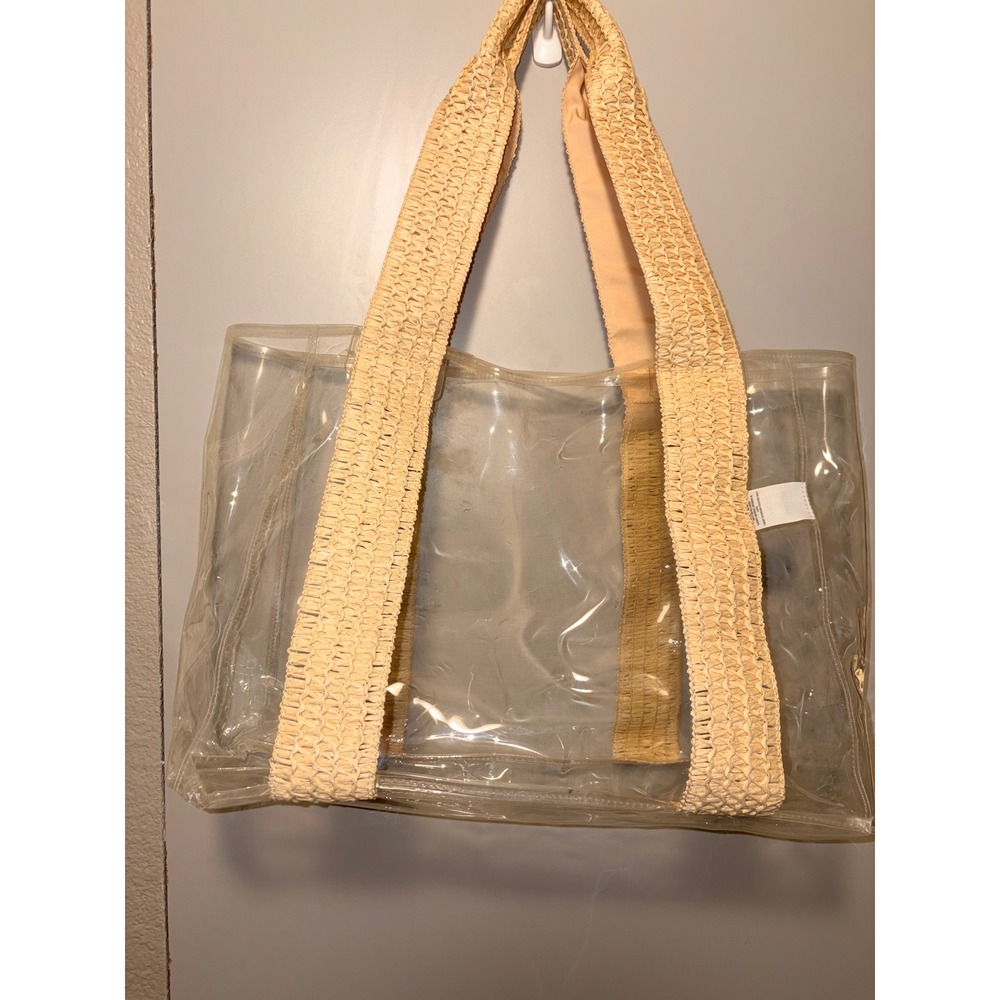 Shade & Shore Clear Tote Bag with Woven Straps Beach‎ Stadium Bag NWT 024035309